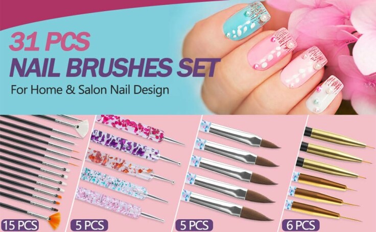 Artdone 35pcs Nail Art Pens & Brushes