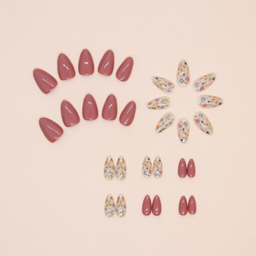 Close-up of Flower Press on Nails showing detailed design