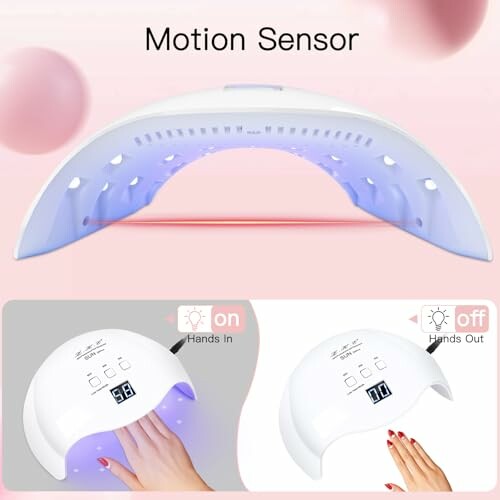 Motion sensor nail lamp with LED lights and hand detection.