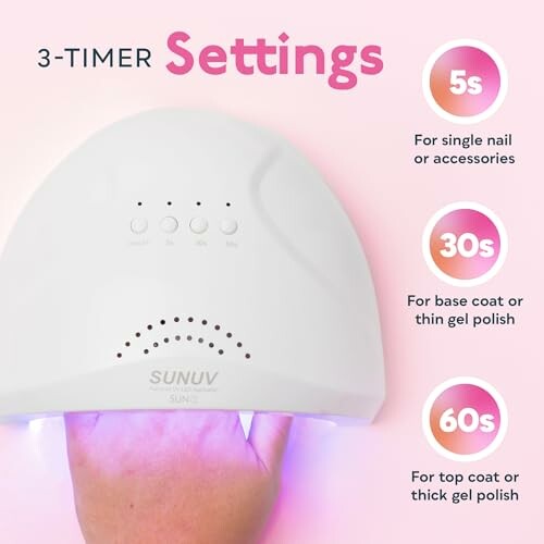 Nail lamp with 3 timer settings for gel polish.