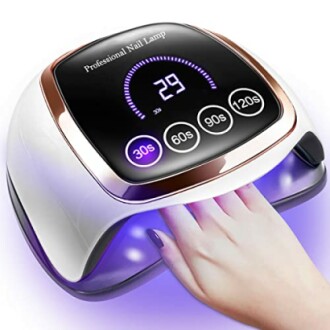Professional nail lamp with LED display and timer settings.
