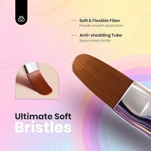 Soft bristle brush with anti-shedding tube and flexible fiber.