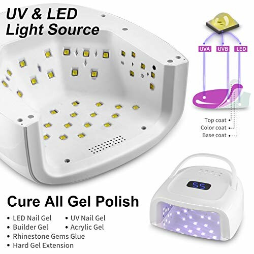 UV and LED nail lamp with multiple light sources for curing gel polish.